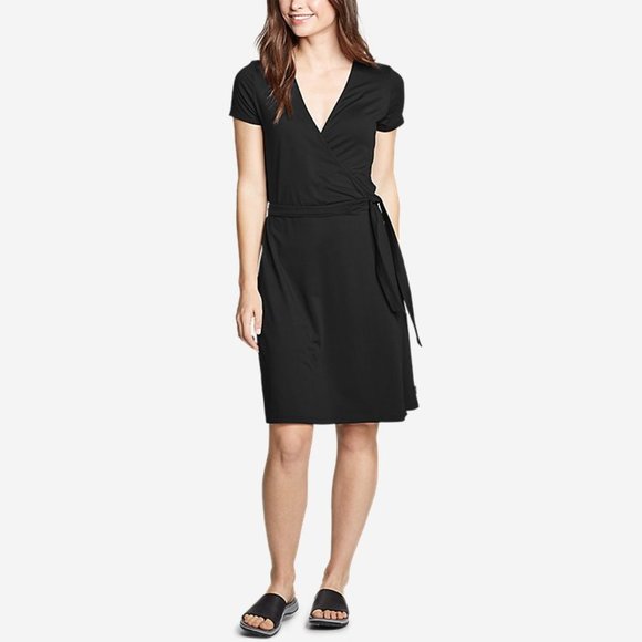 Eddie Bauer Dresses & Skirts - New Eddie Bauer Gorpcore ASTER Black WRAP Travel DRESS PS